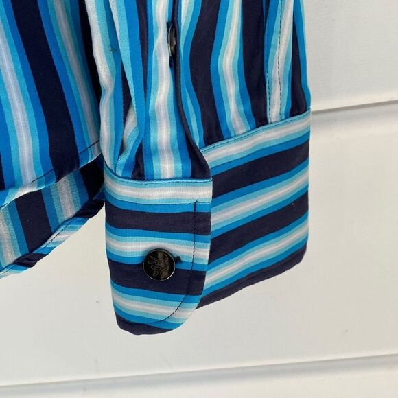 Ted Baker Striped Sateen Finish Flip Cuff Button Down Shirt Size Large - Picture 3 of 11